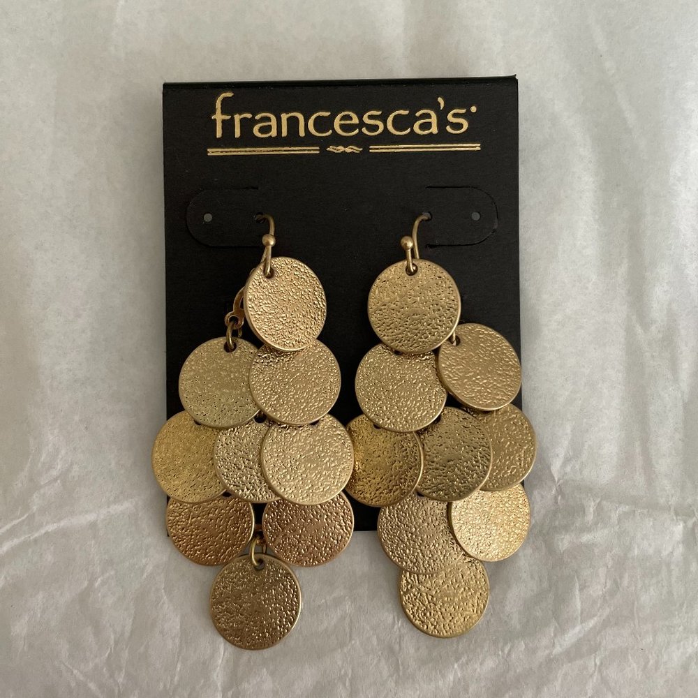 Francesca's Gold Hammered Disc Earrings
